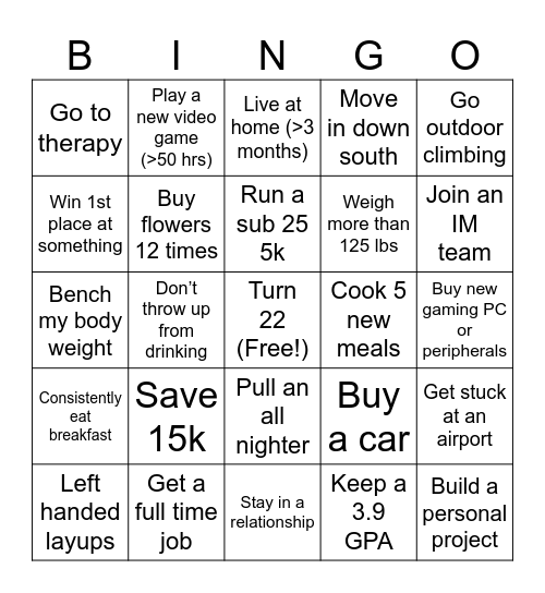 2025 Bingo Card