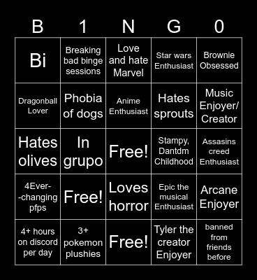 SPECIFIC Bingo Card