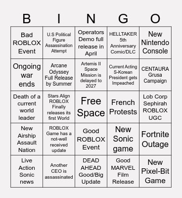 Bingo 2025 Bingo Card