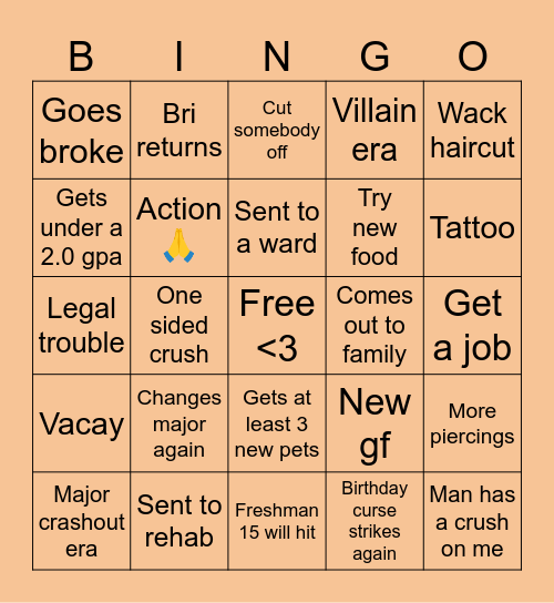 Kate’s 2025 Bingo Card