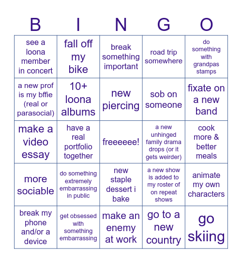 elizas 2025 bingo Card