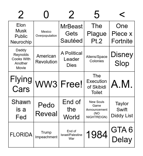 Predictions for Bingo Card