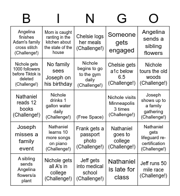 Family Bingo Card