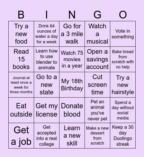 2025 Bingo Card Bingo Card