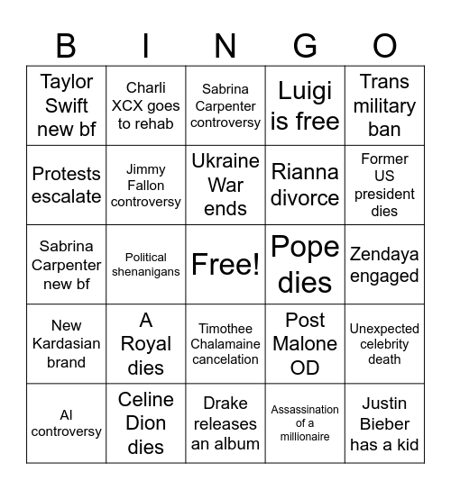 2025 Bingo Card