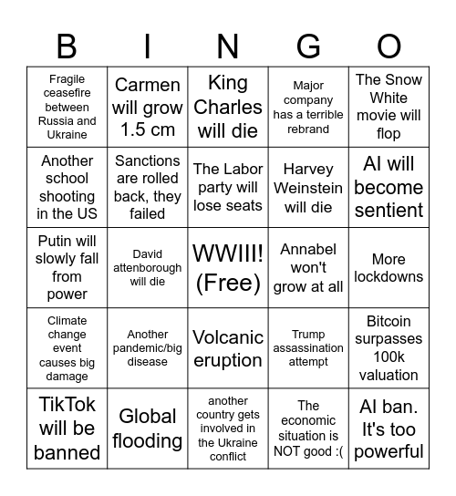 2025 Bingo Card