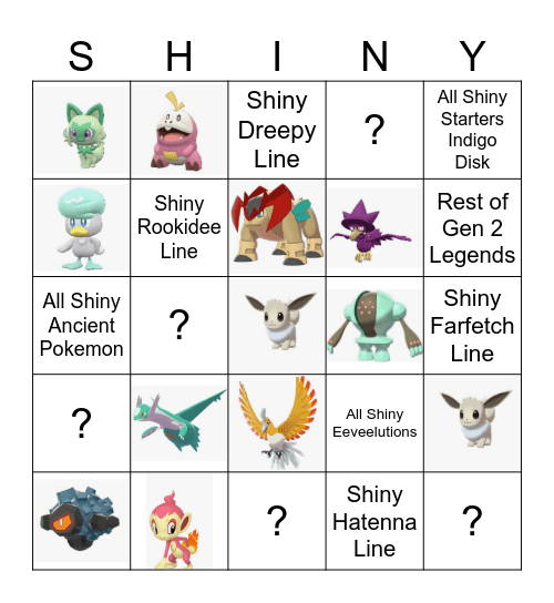 2025 SHINY BINGO Card