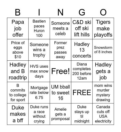 2025 Bingo Card