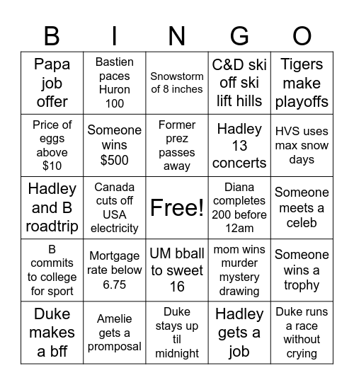 2025 Bingo Card