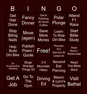 2025 Bingo Card Bingo Card