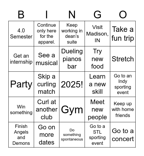 2025 Bingo Card