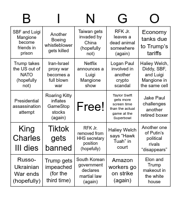 Raymond’s 2025 Bingo Card Bingo Card