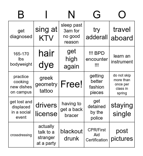 2025 New Years Bingo Card