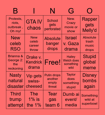 2025 start absurdity Bingo Card