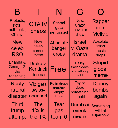 2025 start absurdity Bingo Card