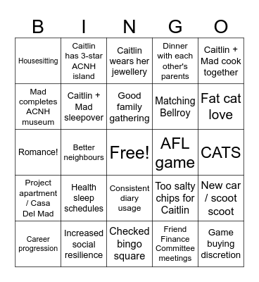 Caitlin + Mad 2025 Bingo Card