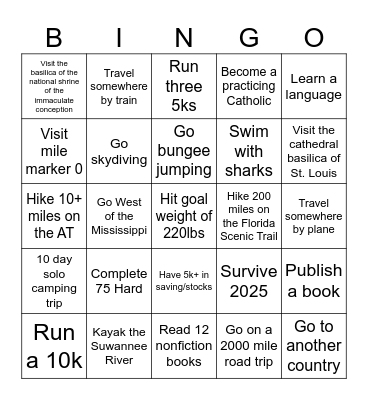 2025 Bingo Card