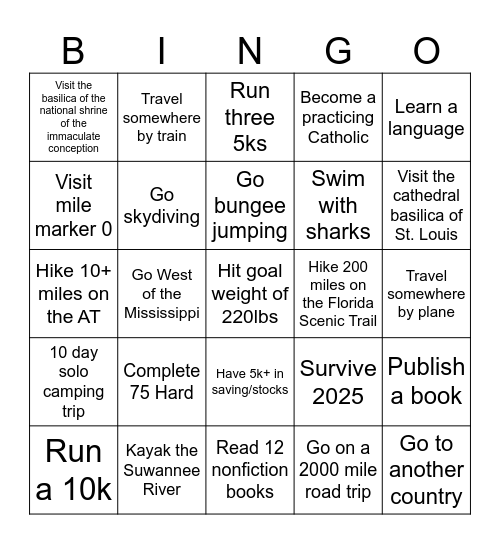 2025 Bingo Card