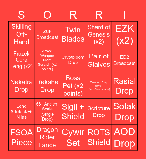 High-Tier PVM Bingo Card