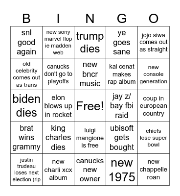 jupi's 2025 bingo Card