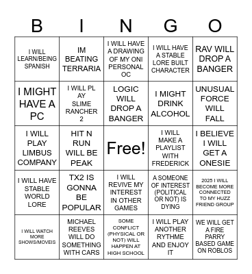2025 Bingo Card