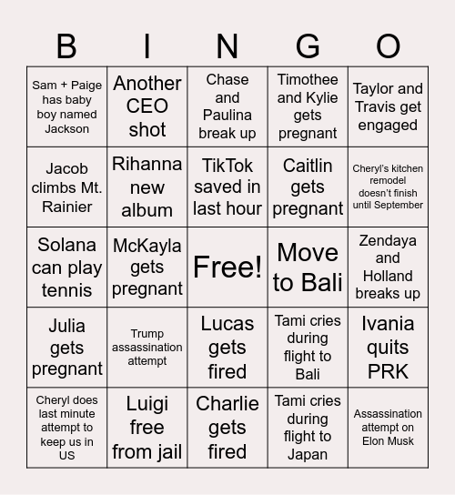 2025 Bingo Card