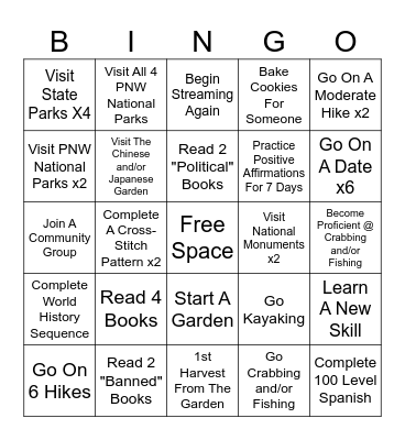 2025 BIN-Goals! Bingo Card