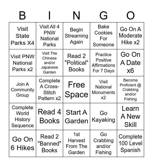 2025 BIN-Goals! Bingo Card