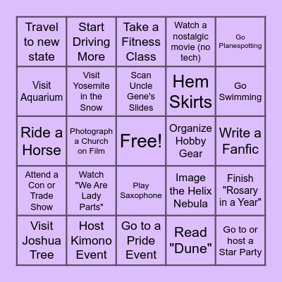 2025 Bingo Card