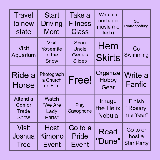 2025 Bingo Card