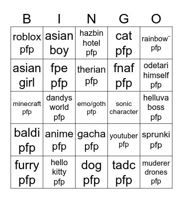 odertari fans pfp Bingo Card
