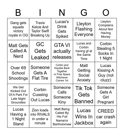 2025 Bingo cuz Bingo Card