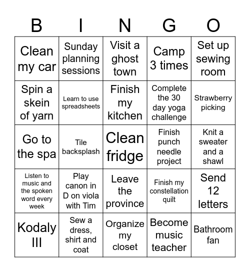 Jordyn's 2025 Bingo Card