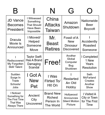 BINGO 2025 #2 Bingo Card