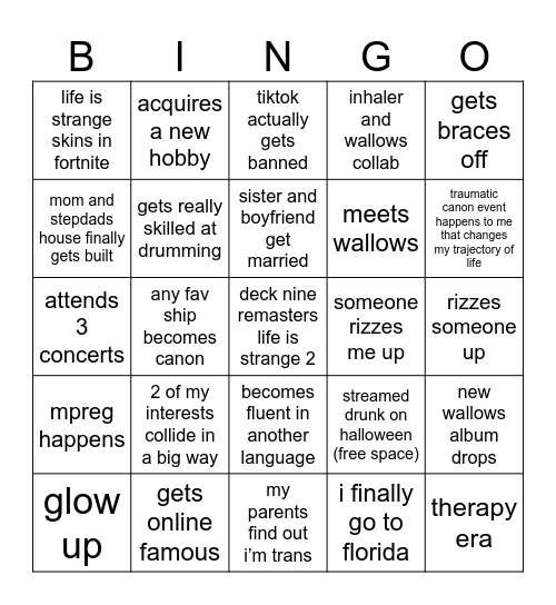 preston’s 2025 bingo card Bingo Card