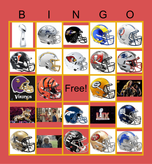 Superbowl LIX BINGO Card