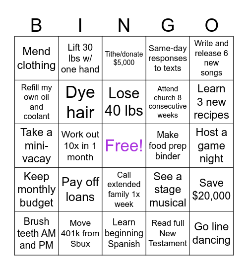Brianna 2025 Bingo Card