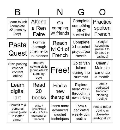 2025 Bingo Card