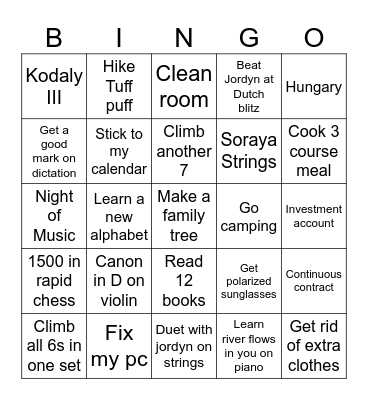 Tim's 2025 Bingo Card