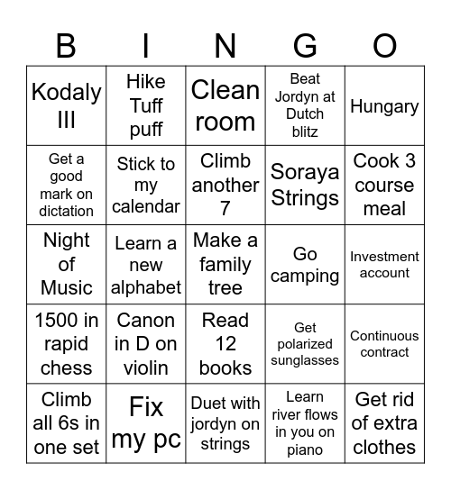 Tim's 2025 Bingo Card
