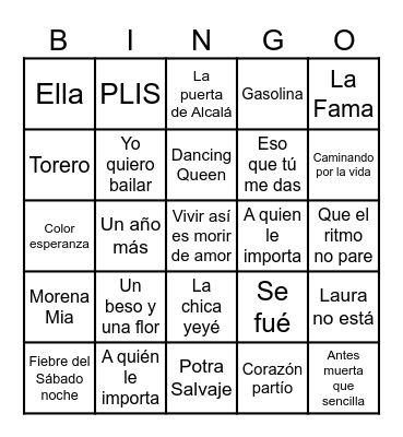 BINGO MUSICAL Bingo Card