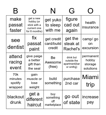 new year new me Bingo Card
