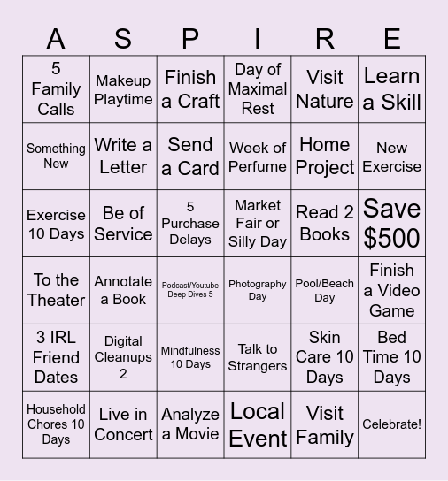 2025 Bingo Card