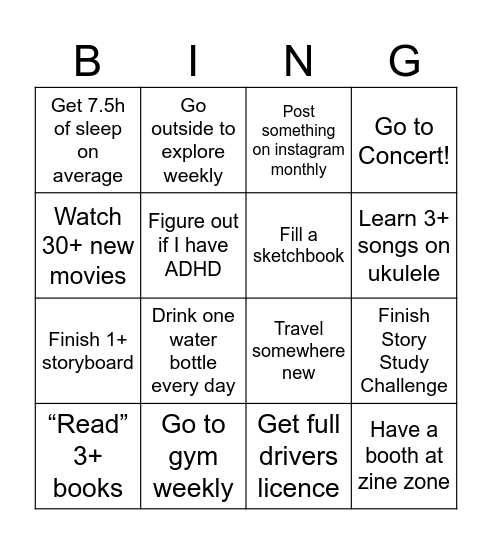 2025 Resolutions :) Bingo Card