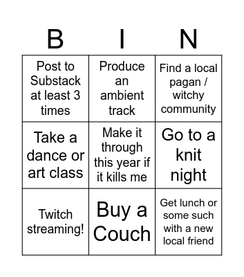 2024 BIN Bingo Card