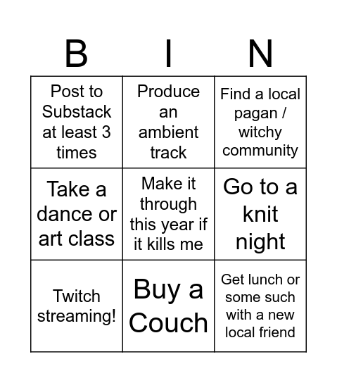 2024 BIN Bingo Card
