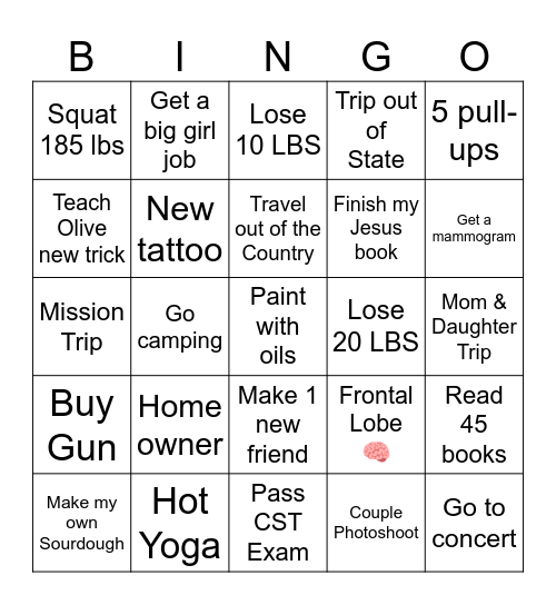 Quarter Life Stability Bingo Card