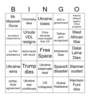 2025 Bingo Card