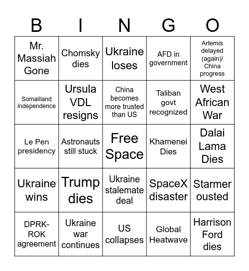 2025 Bingo Card