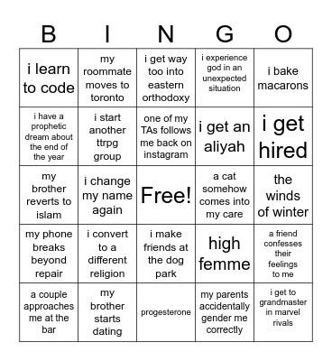 Miri's 2025 Bingo Card